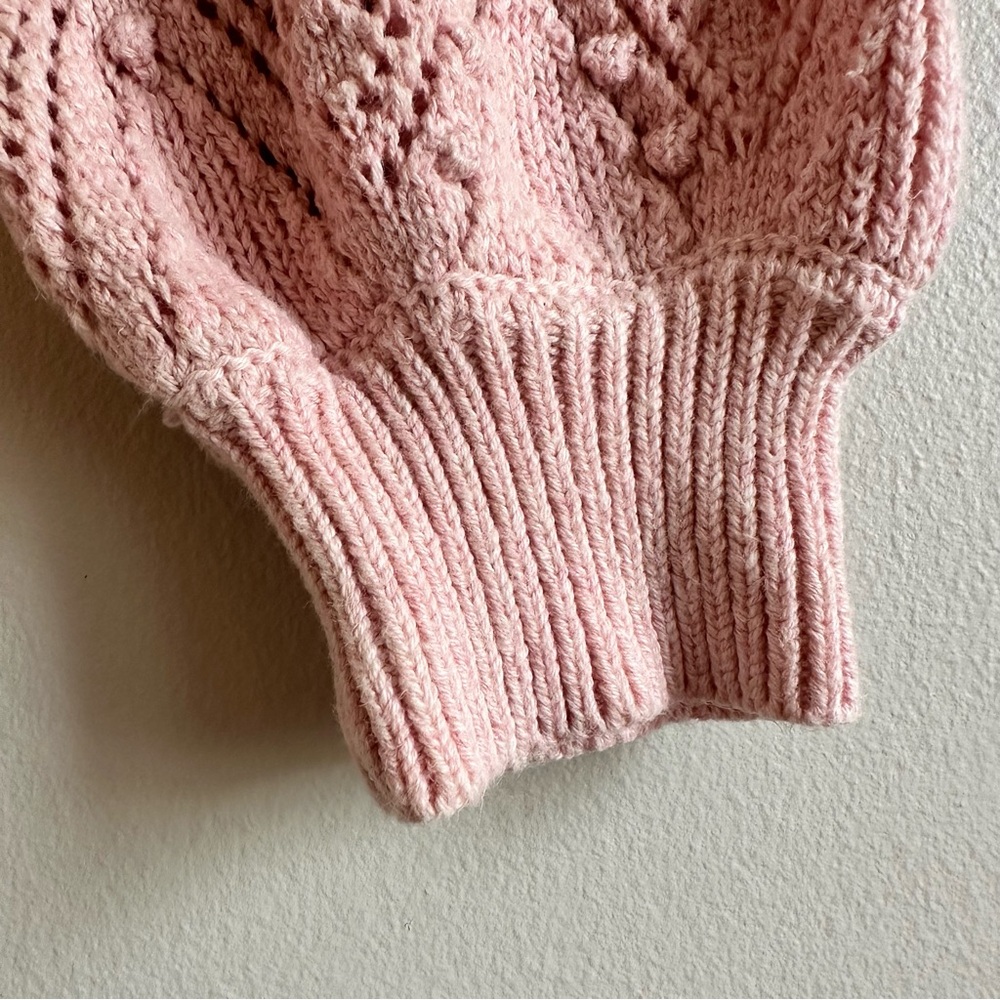 LOFT Bobble Pointelle Scoop‑Neck Sweater Women’s Small | Pink Textured Knit‎ - Picture 6 of 8